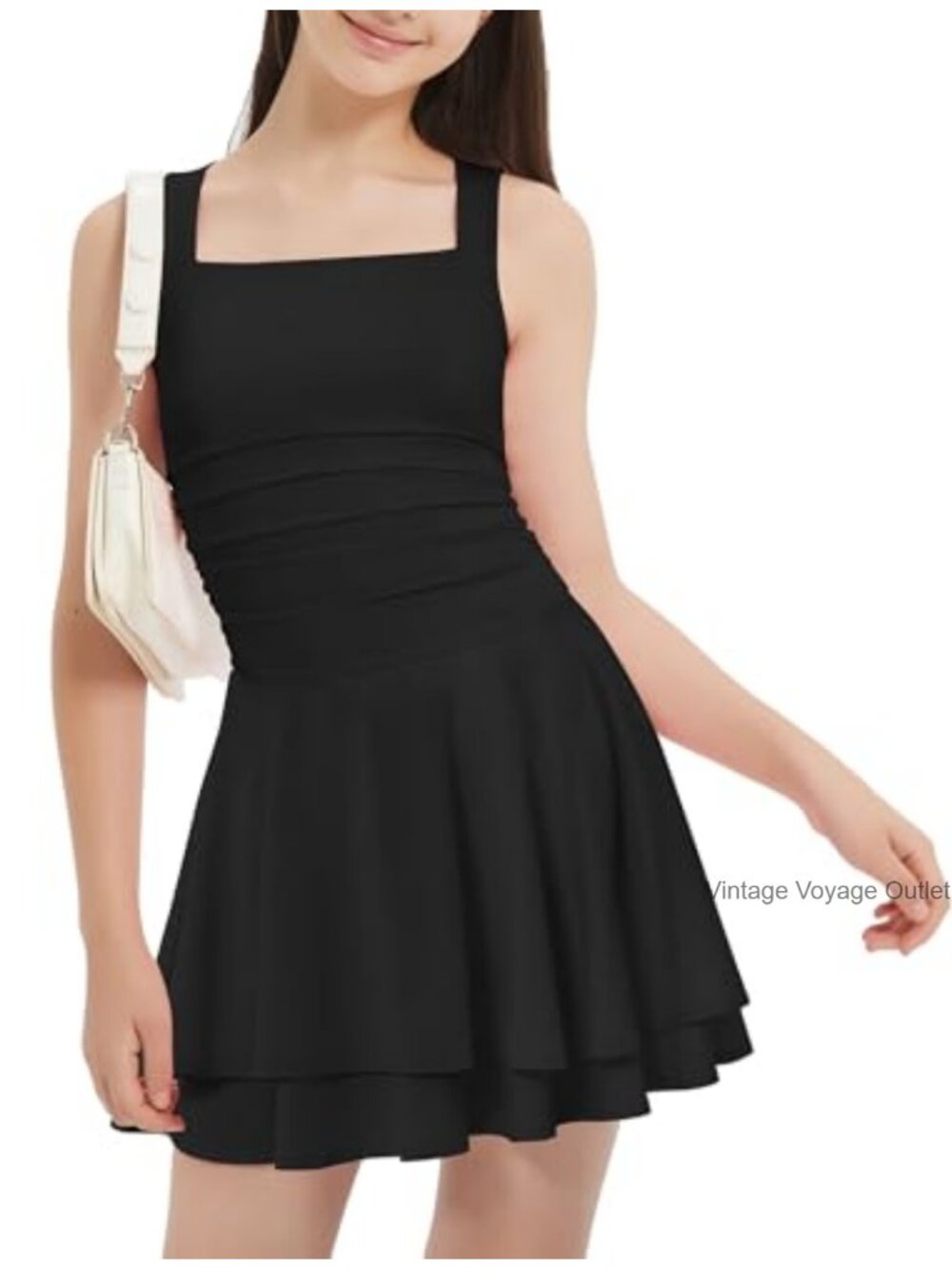 Girls A-Line Sleeveless Mini Dress Formal Casual Party Homecoming Knit Satin